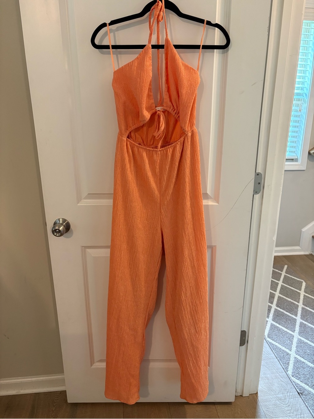 Orange Halter Cutout Jumpsuit